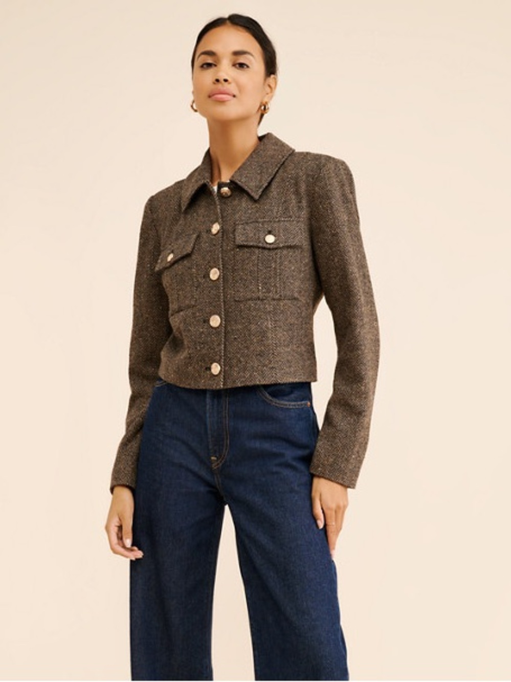 Avec Les Filles Cropped Plaid Lady Jacket XXS